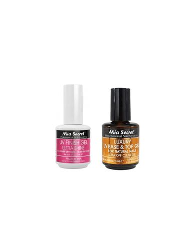 Mia Secret UV Finish Gel Ultra Shine 0.5 oz (FG-01) Luxury UV Base & Top Gel 0.5 oz (FGN-02)