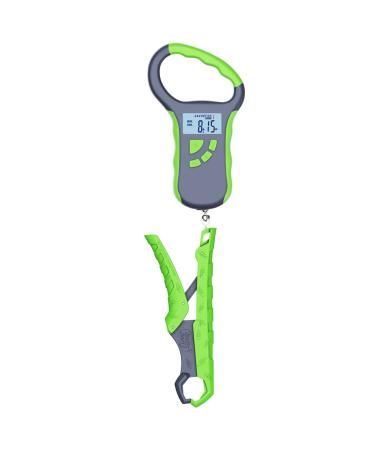 SNAIL TRAIL Fish Scales with 7.5'' Floating Lip Gripper, 50 lbs Digital Fishing Weigher with Hook & Clamp, Tournament Bass Culling Scale with 8 Srorage Bins, Boat Hanging Weight Scale, Gifts for Men Green