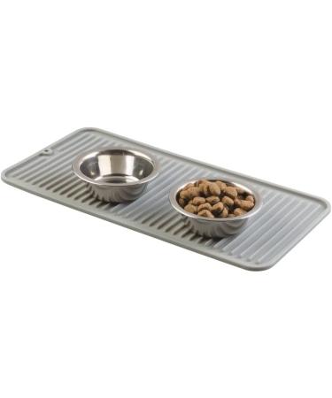 mDesign Small Square Pet Food and Water Bowl Mat - Waterproof Non-Slip Silicone Placemat for Dogs and Cats - Durable and Food Safe - Gray Linelle Collection - Buy Online on SooperMarket.com
