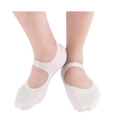 Milists 1 pair of tendon gel socks toes socks made of gel breathable hole and silicone socks Invisible dry cracked cracked heel socks Gel-dersenses pillow men and women sport white housings
