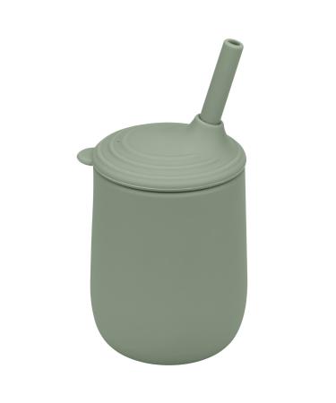 Mintlyfe Baby Trainer Cup  Food Grade Silicone Training Cup with Anti-Drop Straw and Lid  BPA-Free  Unbreakable  Spill Proof Sippy Cup for Toddlers  7 oz (Sage)