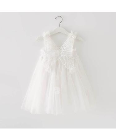 PythJooh Baby Girl Tulle Dress | Sleeveless Butterfly Wings Tutu Princess Dress | Daisy Stars Sundress for 0-4 Years | 12-18 Months | White - Buy Online on SooperMarket.com
