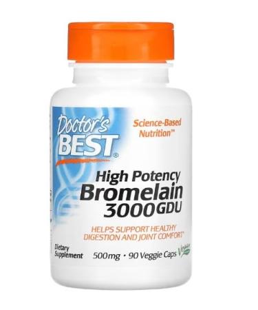 Doctor's Best - Highly Potent Bromelain 3000 GDU 90 Vegan Capsules Digestion & Anti-Inflammatory