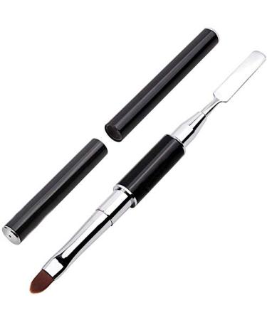 N+A Dual-Ended Polygel Brush & Picker Brush tool  2 in 1 Stainless Steel Designs Polygel Nail Brushes Gel Nail Tool for PolyGel Gel Acrylic Nails Extension (Black)