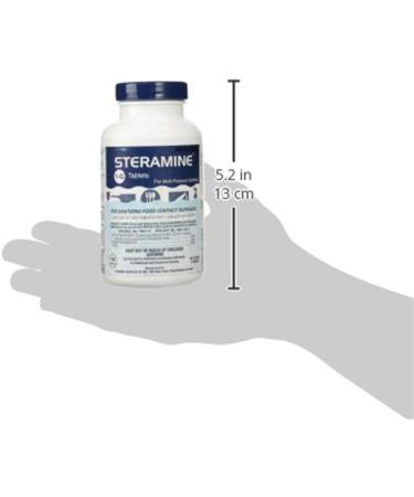 Steramine Sanitizing Tablets for Food Contact Surfaces - Kills E-Coli, HIV, Listeria - 150 Tablets - Model 1-G - Blue - Pack of 1 Bottle - Buy Online on SooperMarket.com