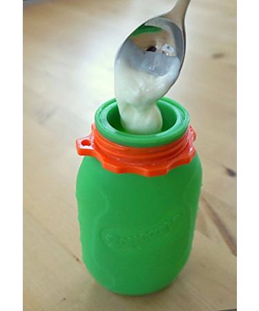 Squeasy Snacker Green - Reusable Silicone Squeezy Pouch 180ml | BPA-Free Self-Filling Snack Pouch for Kids - Buy Internationally! - Buy Online on SooperMarket.com