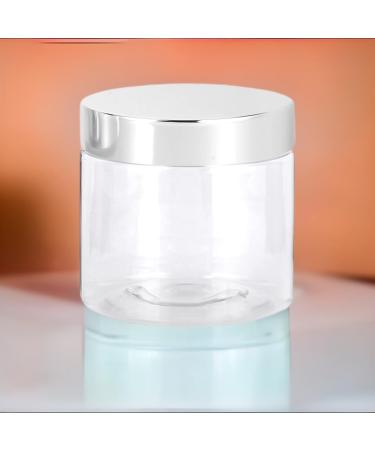 6 Pack Clear PET Plastic Low Profile Jar 6 oz with Silver Metal Lid - Ideal for Cosmetics Crafts & Storage - Buy Online on SooperMarket.com