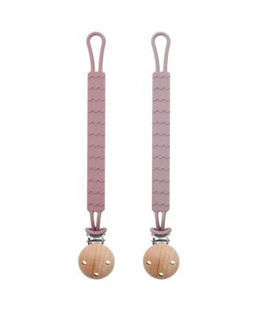 Pacifier chain made of silicone 2-pack pacifier baby pacifier chain girls and boys soft flexible durable pacifier clip chain (purple and pink) purple-rosa