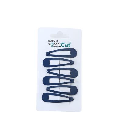 6 PCS Metal Snap Hair clips Snap Pins Hair Grip 5CM Long (Navy)