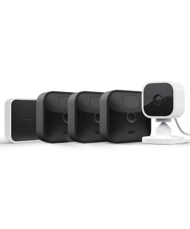 Blink Outdoor weather-resistant HD monitoring camera 3 camera + blink mini smart plug-in monitoring camera for inside 1 camera |Works with Alexa System with 3 cameras + mini camera