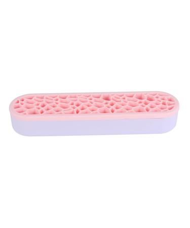 Angoily Silicone Makeup Brush Storage Box Silicone Holders Makeup Brush Holder Sew Cosmetic Brush Holders Make up Kit Coffin Candy Mold Makeup Brush Organizer Storage Rack Pink 28X5CM Pink