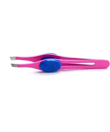 Slant Tip Tweezers Set - Stainless Steel Precision Tweezers for Ingrown Hair, Eyebrow Shaping, Blackhead Remover - Non-Slip Grip - 2 Pieces (Pink) - Buy Online on SooperMarket.com