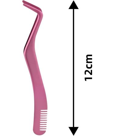 Eyelash Applicator Tool - 2 in 1 Double Ended Lash Tweezers with Comb, Curved Nipper - Pink - Buy Online on SooperMarket.com