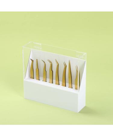 Dust-proof Acrylic 8-Hole Tweezers Holder | Eyelash Extensions Supplies & Tools Display Stand with Cover | Durable Salon Storage Rack - Buy Online on SooperMarket.com