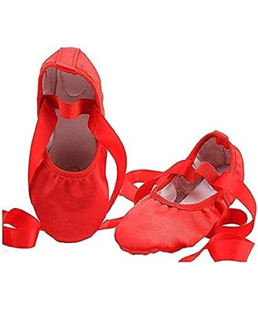 WENDYWU Girls Ballet Dance Shoes Purple Flat Slipper with Ribbon - Size 3 Big Kid (Red) - Buy Online on SooperMarket.com