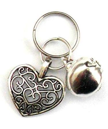 Silver Knight Filigree Heart & Jingle Bell Cat or Small Dog Charm Clip on Collar Pendant Fancy Pet Charm Pet Bling - Buy Online on SooperMarket.com