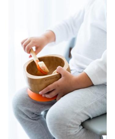 eco rascals Natural Bamboo Baby Bowl and Spoon Set | Suction Stay Put Feeding Bowl | BPA-Free | Orange Color - Buy Online on SooperMarket.com