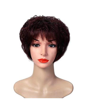 LFMDJF Brown Short Curly Wigs 5 Colors Heat Resistant Synthetic Hair African American Wigs wigs For Black Women 10inches #33#99J