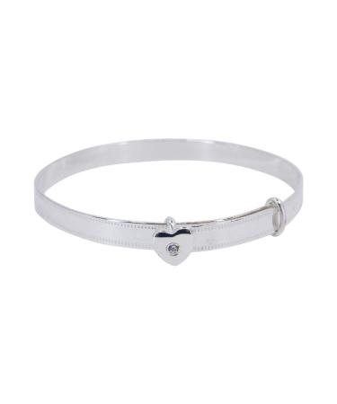 Sincerelyforyou - Welcome To The World Baby Bangle Heart Adjustable Sterling Silver Bracelet Christening Christmas Baby Gifts Keepsake