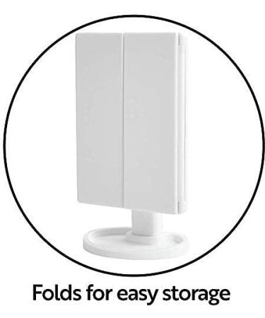 Buy From TV Trifold Makeup Mirror with LED Lights - Portable Vanity Mirror with 10x Magnification - Dimmable Lighted Mirror for Makeup and Grooming - Buy Online on SooperMarket.com