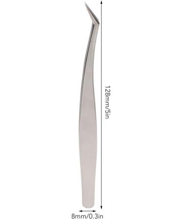 Eyelash Extension Tweezers - Silver Stainless Steel Slanted Manicure Tweezers for Precision Application - Buy Online on SooperMarket.com