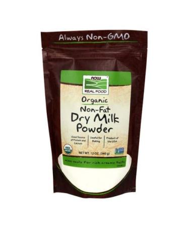Now Foods Real Food Certified Organic Non-Fat Dry Milk Powder 12 Oz. - Pack Of 3