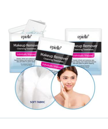 Epielle Makeup Remover Cleansing Towelettes - 15 Individual Wipes for Oil, Makeup & Waterproof Mascara Removal | Alcohol-Free, Paraben-Free, Cruelty-Free | Ideal for Travel & Gym - Buy Online on SooperMarket.com