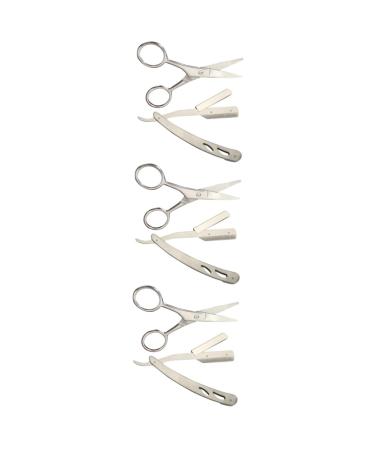 Beavorty 6 Pcs Manual Razors For Men Stainless Steel Straight Razor Barber Shaving Tools Old Fashioned Scissors