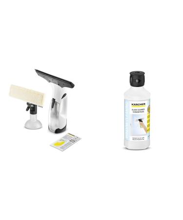 Bundle of K rcher Window Vac WV 2 Plus Battery Running Time: 35 min LED Display for Battery Status Spray Bottle with Microfibre Cloth+ K rcher Window Cleaner Concentrate RM 500 + Window Concentrate
