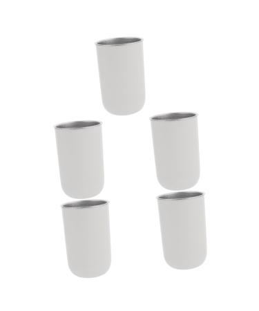Cabilock Teetasse 5st mouth made of stainless steel bathroom toothbrush cup bathroom organizer storage cup for toothbrushes beer mug rust-free steel double layer juice glass travel white