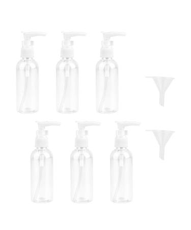 JOYISEN 6PCS Transparent Travel Bottles 100ML/3.4OZ Plastic Pump Travel Bottle Lotion Dispenser Empty Air Travel Bottles with 2 Small Funnel