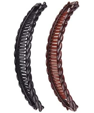 2 Pieces 1 Black and One Brown Tart Banana Clips Long Hair Clips Banana Hair Comb Fish Grip Hair Clips Plastic Other Gemstones Hair Accessories