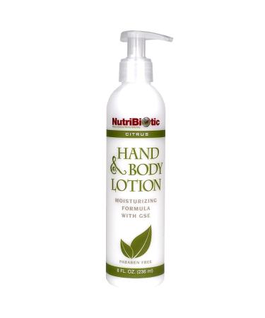 NutriBiotic Hand & Body Lotion Citrus 8 Fl Oz | Biodegradable | Vegan | Gentle Moisturizing | No Dyes or Colorings | pH Balanced | with Citricidal Brand Grapefruit Seed Extract | No Parabens