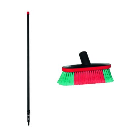 Vikan 297552 Aluminium Telescopic Handle Black 32 mm Diameter 1575 mm Length 278 x 3.2 x 3.2 cm & 526952 Water Fed Vehicle Brush Soft/Split Black 230 mm Length 100 mm Width 120 mm Height + Water Fed Vehicle Brush Soft/Split Black