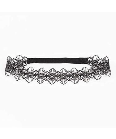 Black Lace Headband Set for Girls with Hollow Lace Embroidery and Flower Detail - BBG14 (2 Pcs-D) - Buy Online on SooperMarket.com