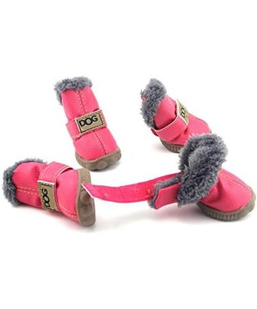 Pihappy Warm Winter Dog Boots XS Pink - Skidproof Snowman Paw Protectors 4PCS - Buy Online on SooperMarket.com
