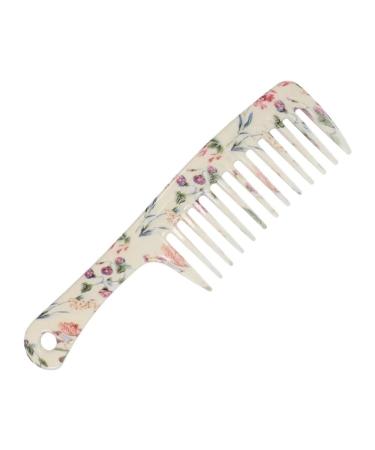 2PCS Water Printing Large Toothed Comb With Straight Handle Wide Toothed Comb Curled Hair Comb (Color : Flower)