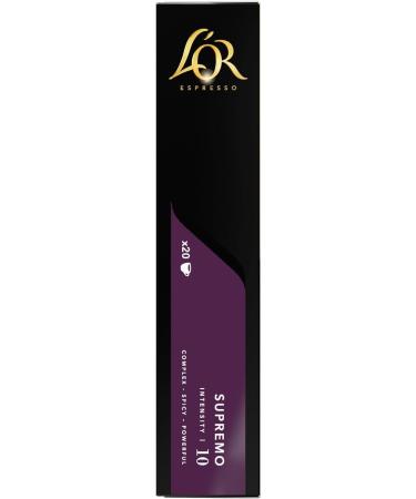 L'OR Espresso Supremo Coffee Pods Nespresso Compatible Aluminium Capsules Intensity 10 (Pack of 10 Total 200 Pods) - Buy Online on SooperMarket.com