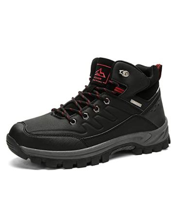 Tsuukuie Men's Outdoor Athletic Boots Hiking Boots walking Travel High-Top Waterproof Boots Work Boots For Men 11.5-12 Wide Mesh Lining B