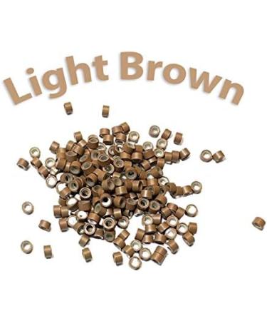 Kiara World 100 Light Brown Silicone Lined Micro Rings Beads 5mm for Pre Bonded I Tip Human Hair Extensions Feather Extensions - Buy Online on SooperMarket.com