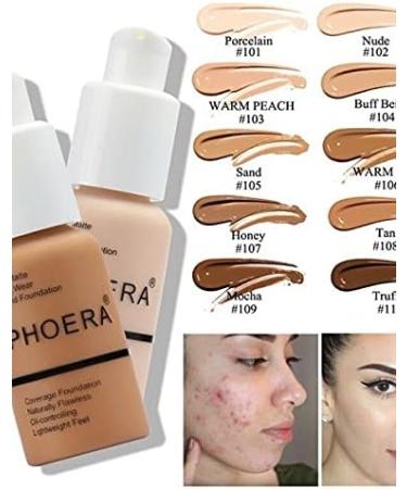 Aquapurity Phoera Full Coverage Foundation 107 Honey 30ml - Oil Control Concealer, Soft Matte Finish, Long Lasting Formula - Flawless Cream Smoothness - Buy Online on SooperMarket.com
