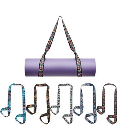 5 Pcs Yoga Mat Strap Adjustable Yoga Mat Carrier and Stretching Strap Thick Yoga Strap for Carrying Mat 5 Styles Yoga Mat Sling Roller Skates Yoga Mat Holder for Women Men Exercise