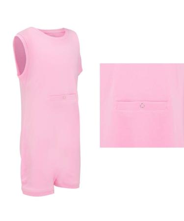 SpecialKids.Company Popper Vest Sleeveless Bodysuit with Crouch Snap Button & Tube Access Adaptive Clothing for Children with Special Needs Supersoft Cotton Elastane Fabric By Kaycey 11-12 Years Pink