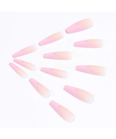 Brishow Coffin Artificial Nails - Pink Ballerina Acrylic Press-On Full Cover Nails (24pcs) for Women & Girls - Buy Online on SooperMarket.com