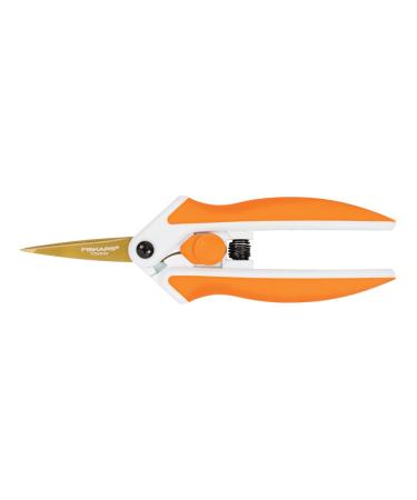 Fiskars Scissors 190520-1001 Titanium Micro-Tip Easy Action Scissors, 6 Inch, Orange Orange/White