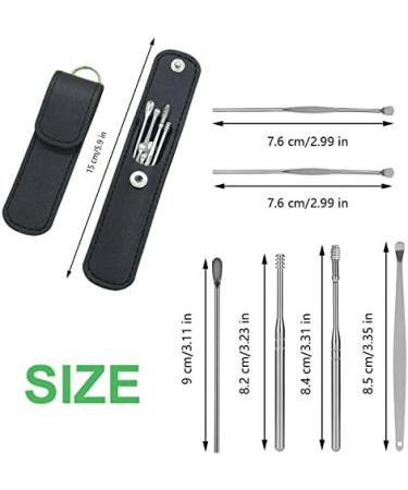 Ear Wax Remover 6 Pcs Premium Stainless Steel Ear Wax Removal Kit Ear Curette Ear Cleaner Tools for Children and Adult Earwax Removal Kit Cleaning Kit with Portable Bag (silver) - Buy Online on SooperMarket.com
