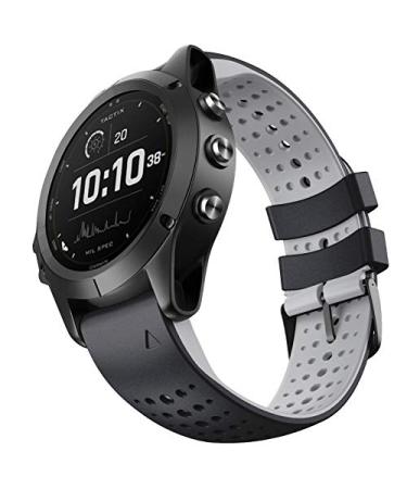 NotoCity Fenix 6 Band 22mm Soft Silicone Watch Bands for Fenix 7/Fenix 6/ Fenix 5/Fenix 5 Plus/Fenix 6/Fenix 6 Pro/Forerunner 935/945/Approach S60/S62/ Epix A-black-gray