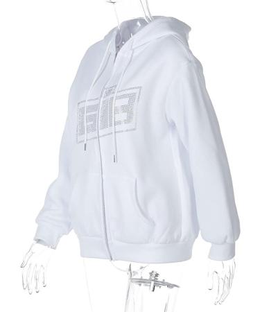 Women's Zip Up Skull Streetwear Hoodie Jacket - Winter Hooded Sweatshirt Coat for Teen Girls - Buy Online on SooperMarket.com