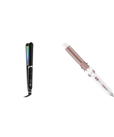 Infiniti Pro by Conair Titanium Flat Iron Rainbow finish 1-inch & CD701GNC Double Ceramic 1" Curling Iron