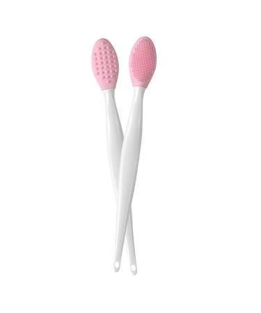 Silicone Lip Brush Double Sided Nose Scrubber Soft Manual Blackhead Cleaner Pink 2PCS exfoliating Lip Brush